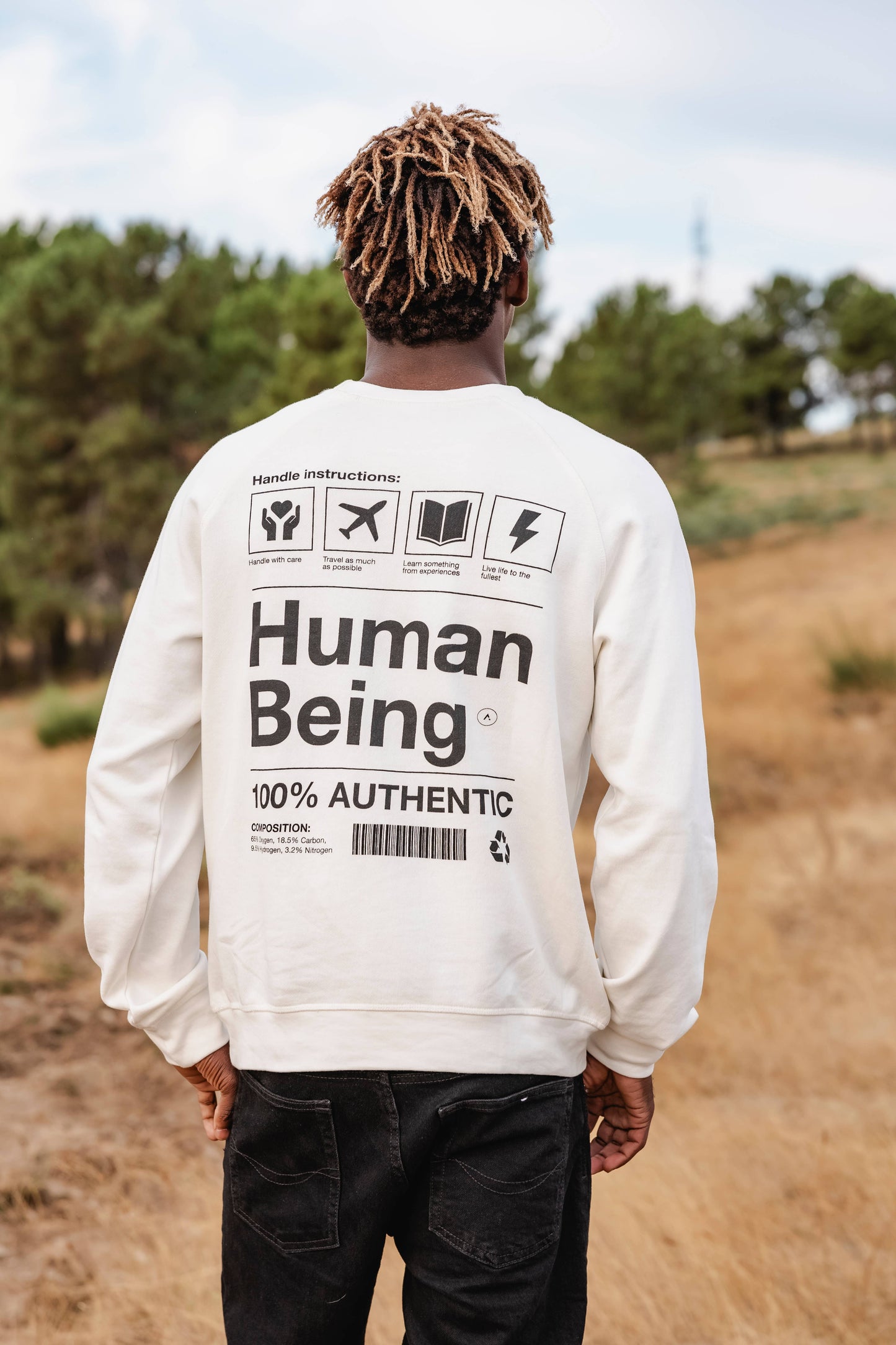 Felpa uomo con stampa barcode