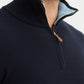 Maglione blu con collo trucker effetto cashmere