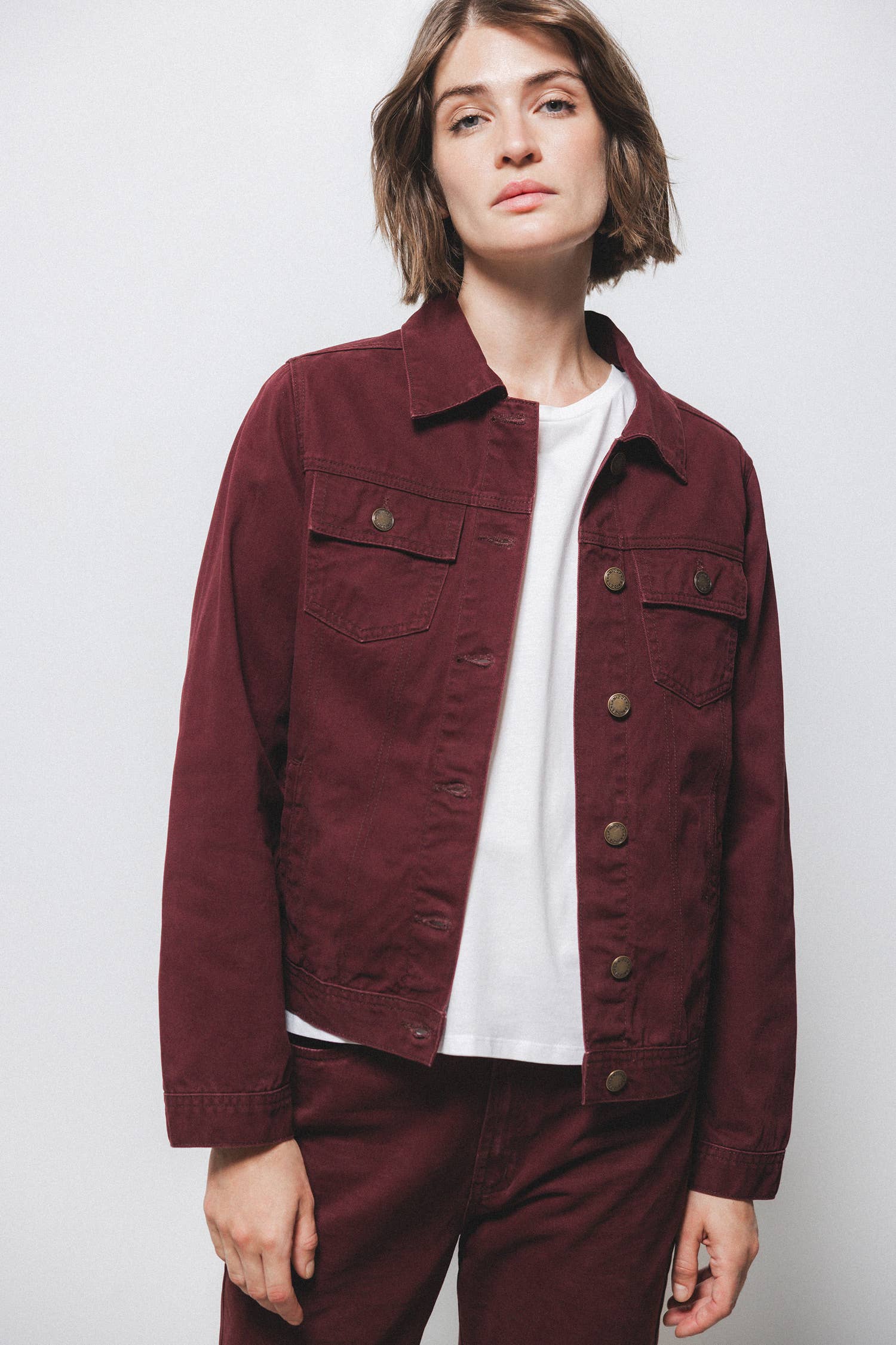 Giacca di jeans in cotone bordeaux