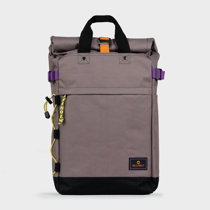 Zaino roll-top in poliestere riciclato color taupe
