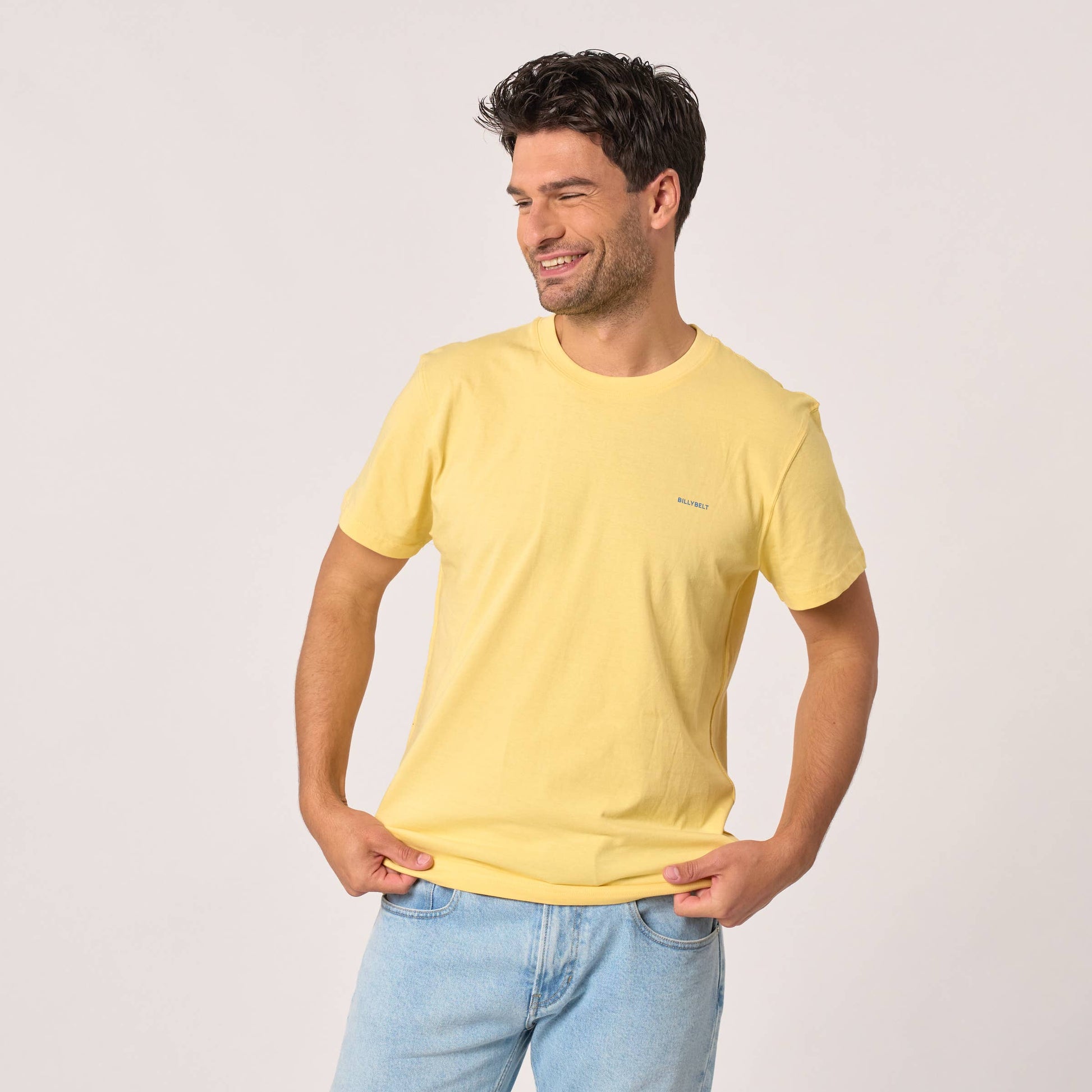 T-shirt gialla in cotone biologico con stampa Piranha