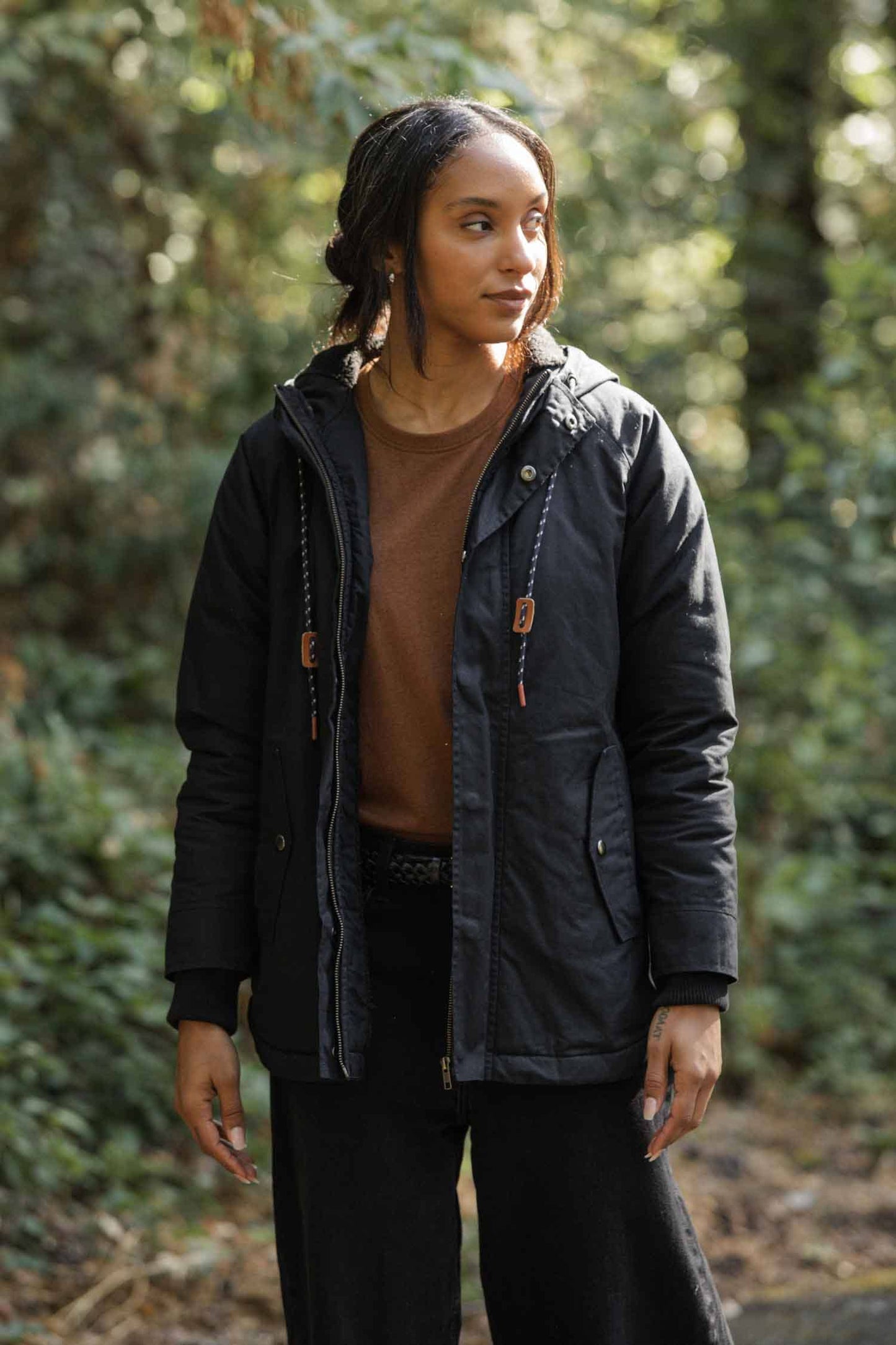 Parka Sequoia in cotone cerato nero