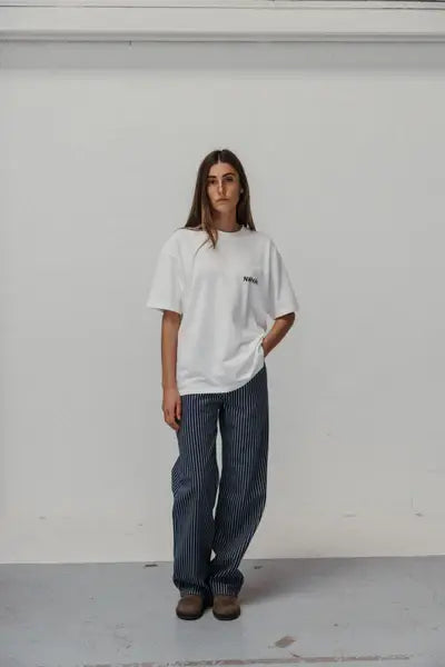 T-shirt cropped bianca oversize in cotone biologico