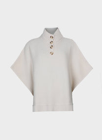 Maglione poncho Venti écru con collo a lupetto