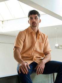 Camicia corta in lino arancione Lido