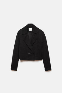 Blazer corto doppiopetto in tessuto strutturato