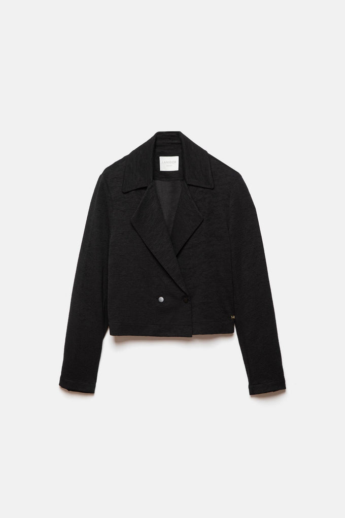 Blazer corto doppiopetto in tessuto strutturato