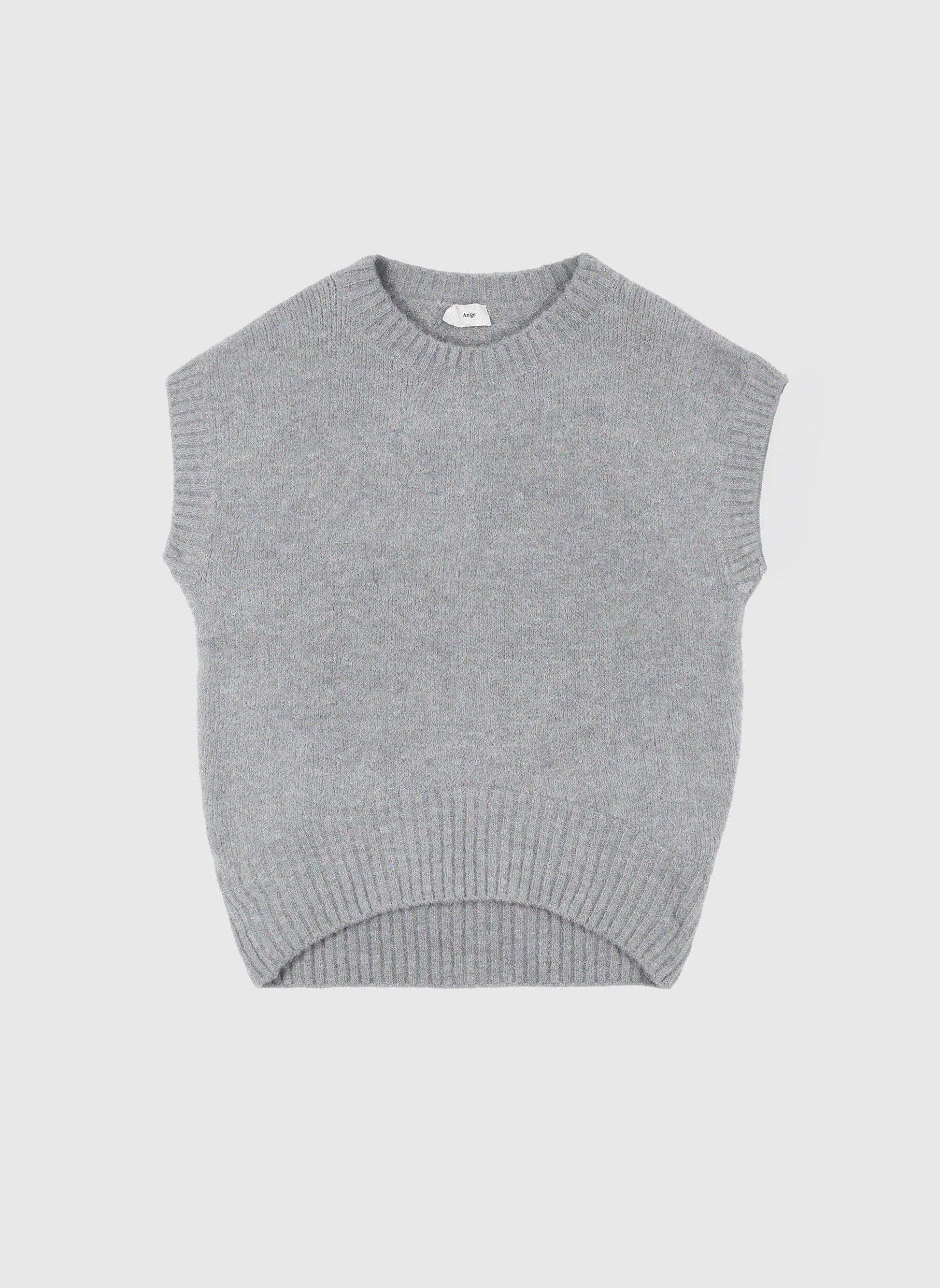 Maglione smanicato oversize girocollo in maglia spessa