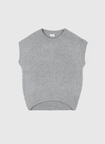 Maglione smanicato oversize girocollo in maglia spessa