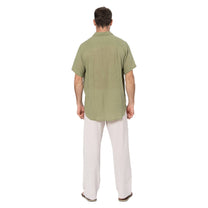 Camicia estiva a maniche corte in cotone verde