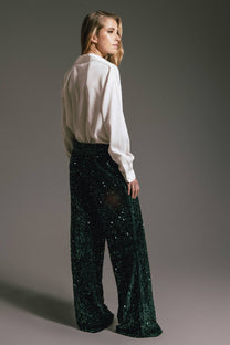 Pantaloni con paillettes verdi