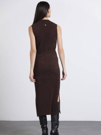 Abito midi in maglia a rete con cintura
