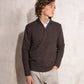 Maglione polo in cotone con mezza zip da uomo