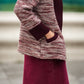 Cardigan cappotto in maglia melange con collo a scialle