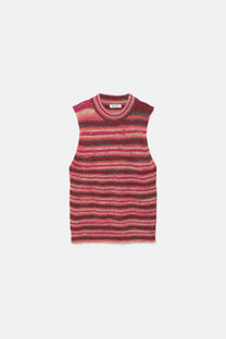 Gilet in maglia a righe multicolor