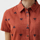 Camicia a maniche corte Lana con motivo piramidi color ruggine