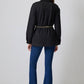 Giacca camicia effetto suede con cintura a catena