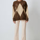 Maglione in maglia a rombi marrone