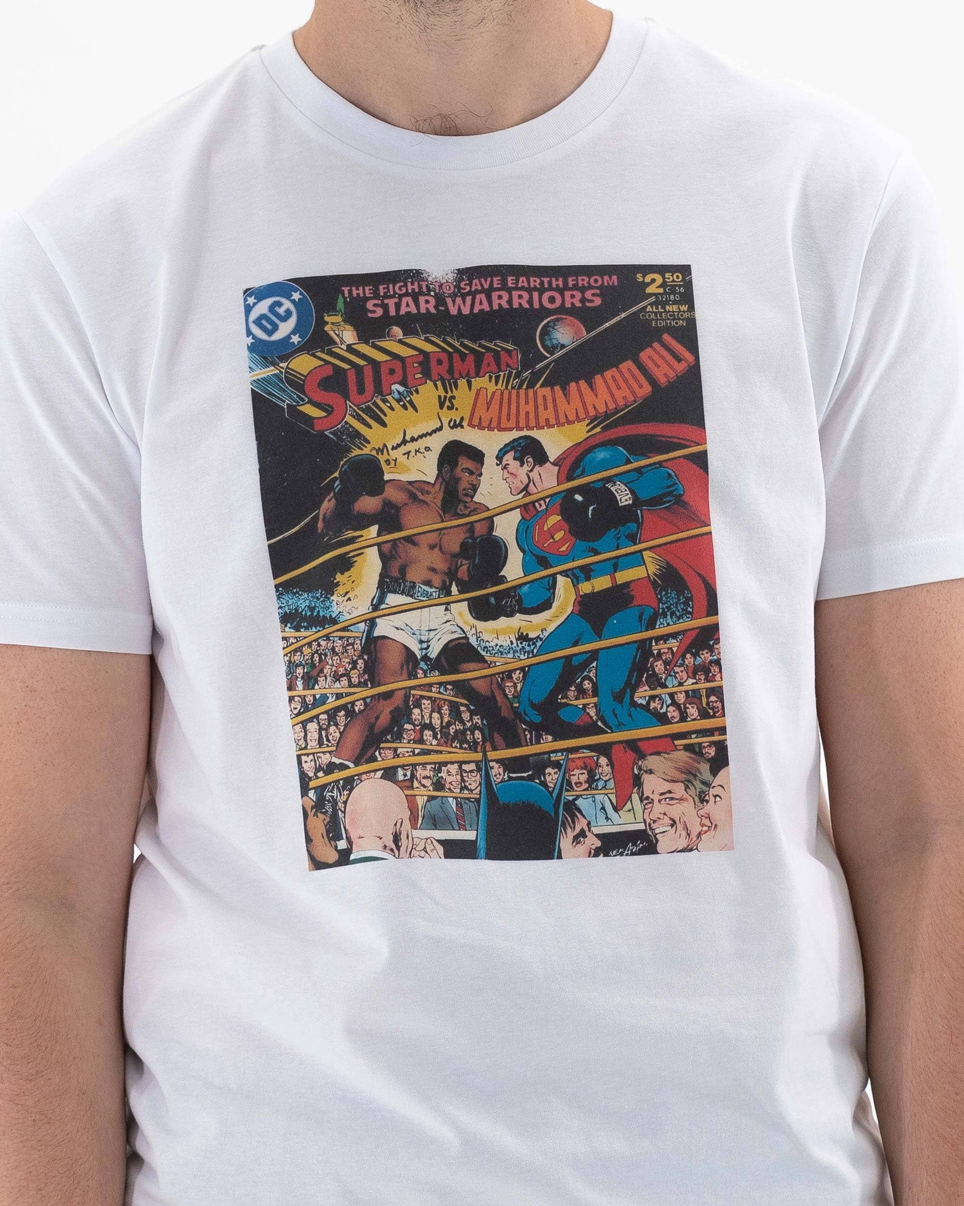 T-shirt unisex pop culture Superman vs Ali in cotone biologico