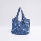 Borsa tote effetto denim in cotone con strappi