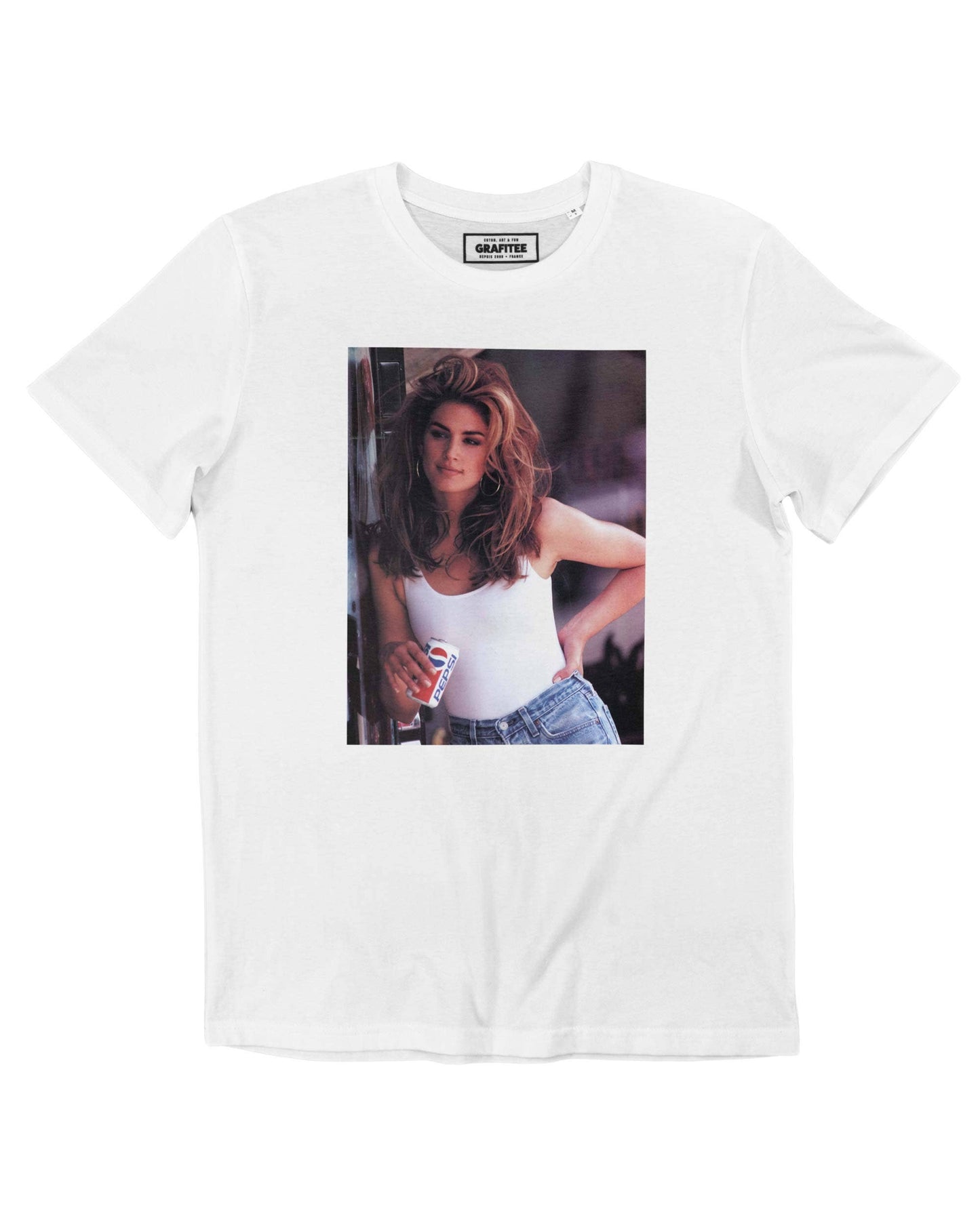 T-shirt grafica Cindy Crawford Pepsi in cotone biologico