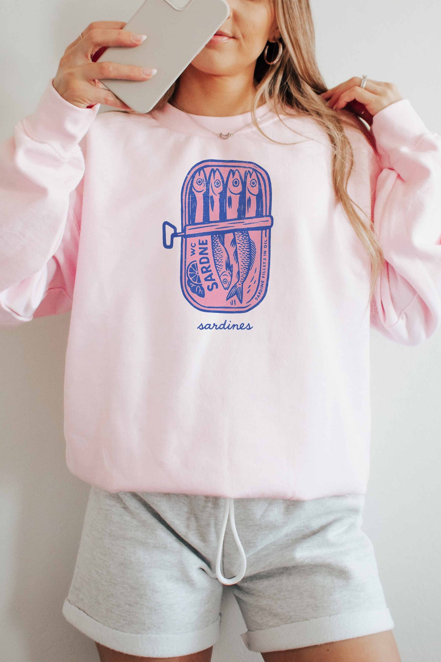 Felpa oversize con stampa sardine