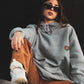 Felpa oversize unisex grigia con cappuccio