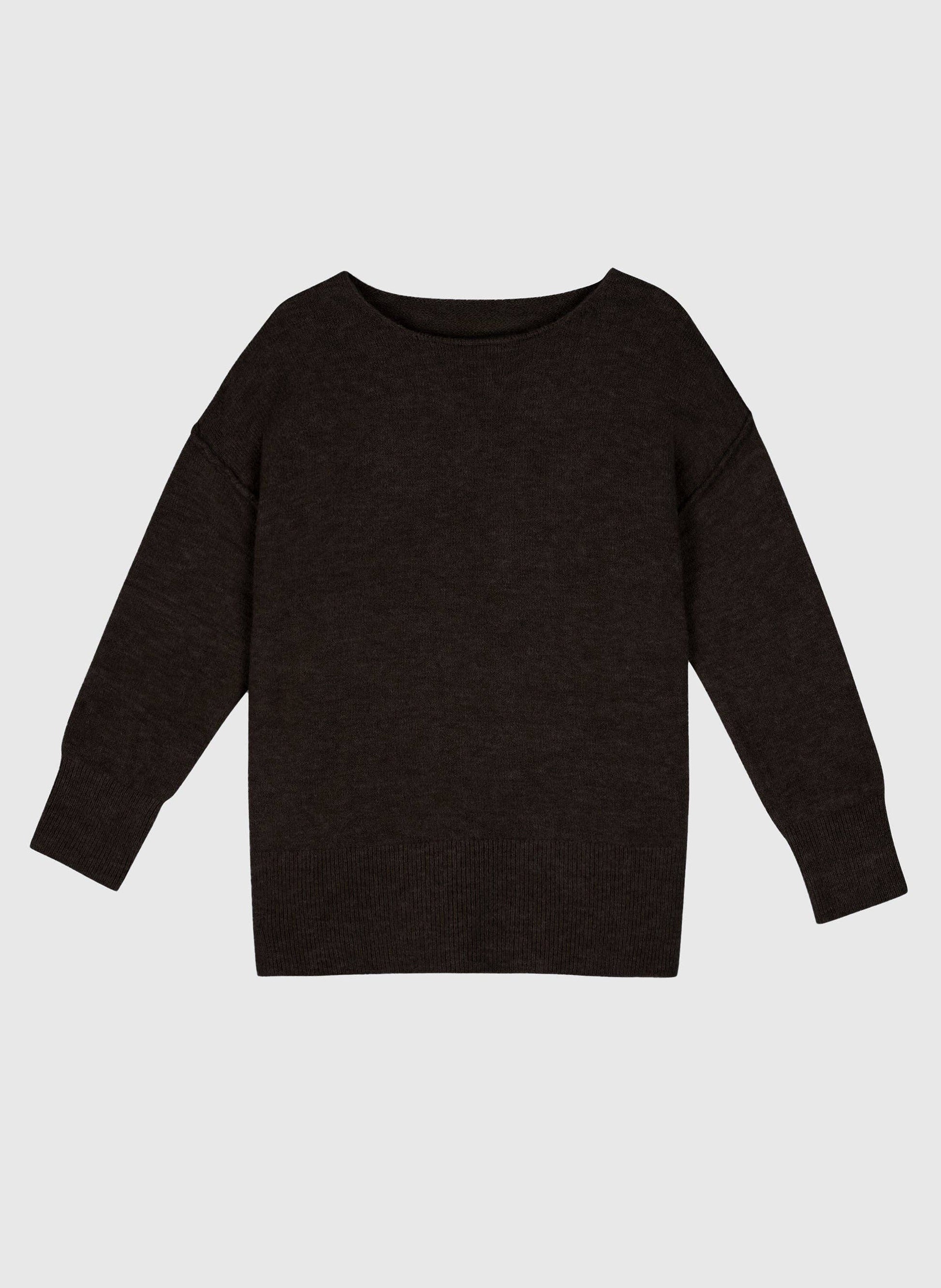 Pullover oversize girocollo color cioccolato