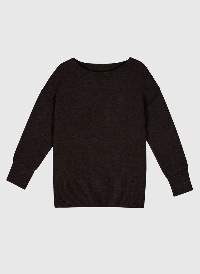 Pullover oversize girocollo color cioccolato