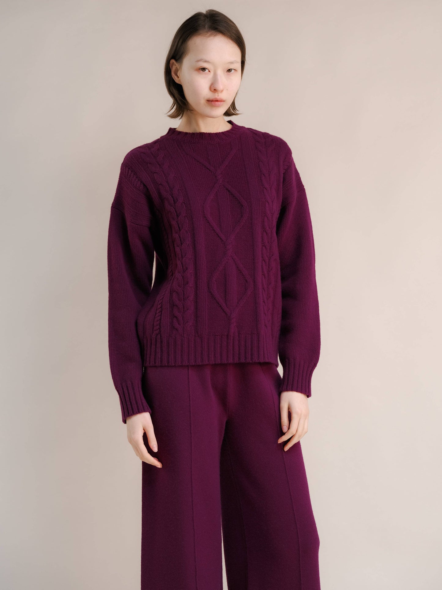 Maglione a trecce in misto cashmere