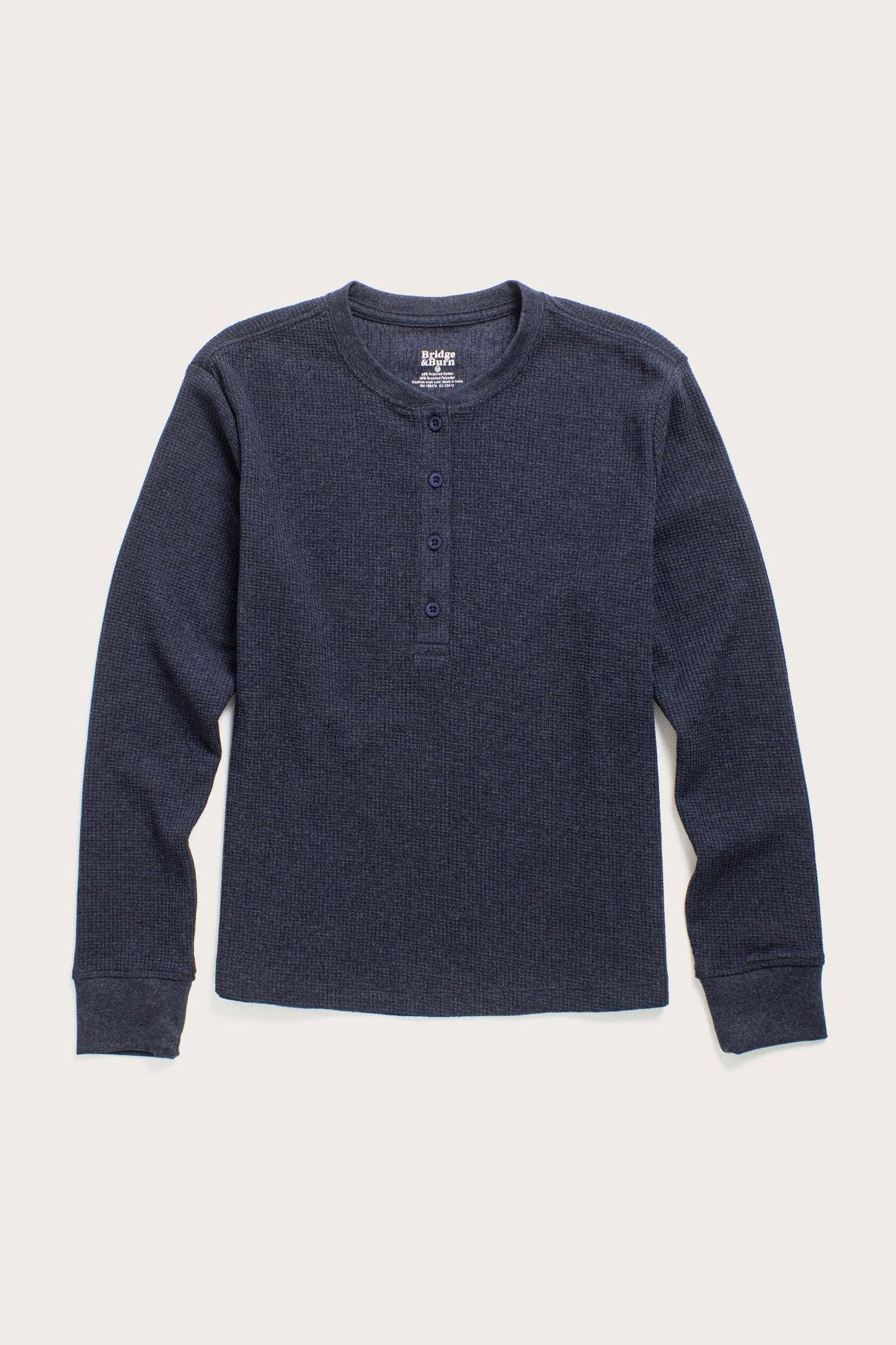 Henley donna in maglia waffle riciclata color zaffiro mélange