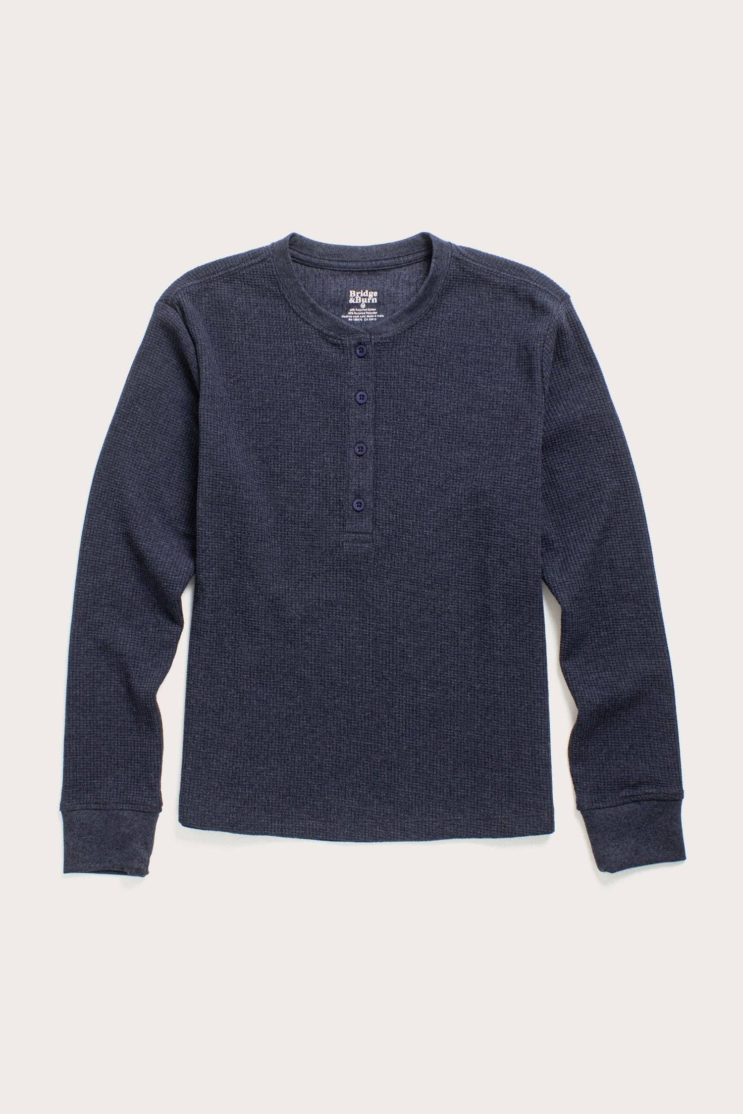 Henley donna in maglia waffle riciclata color zaffiro mélange