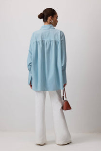 Tunica oversize a righe in popeline