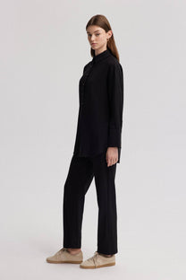 Camicia oversize effetto lino nera