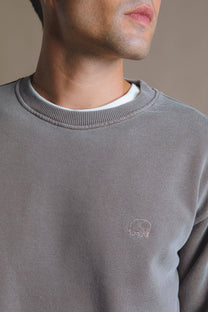 Maglione pesante pigmentato Essential grigio pietra