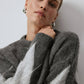Maglione in maglia a rombi girocollo antracite