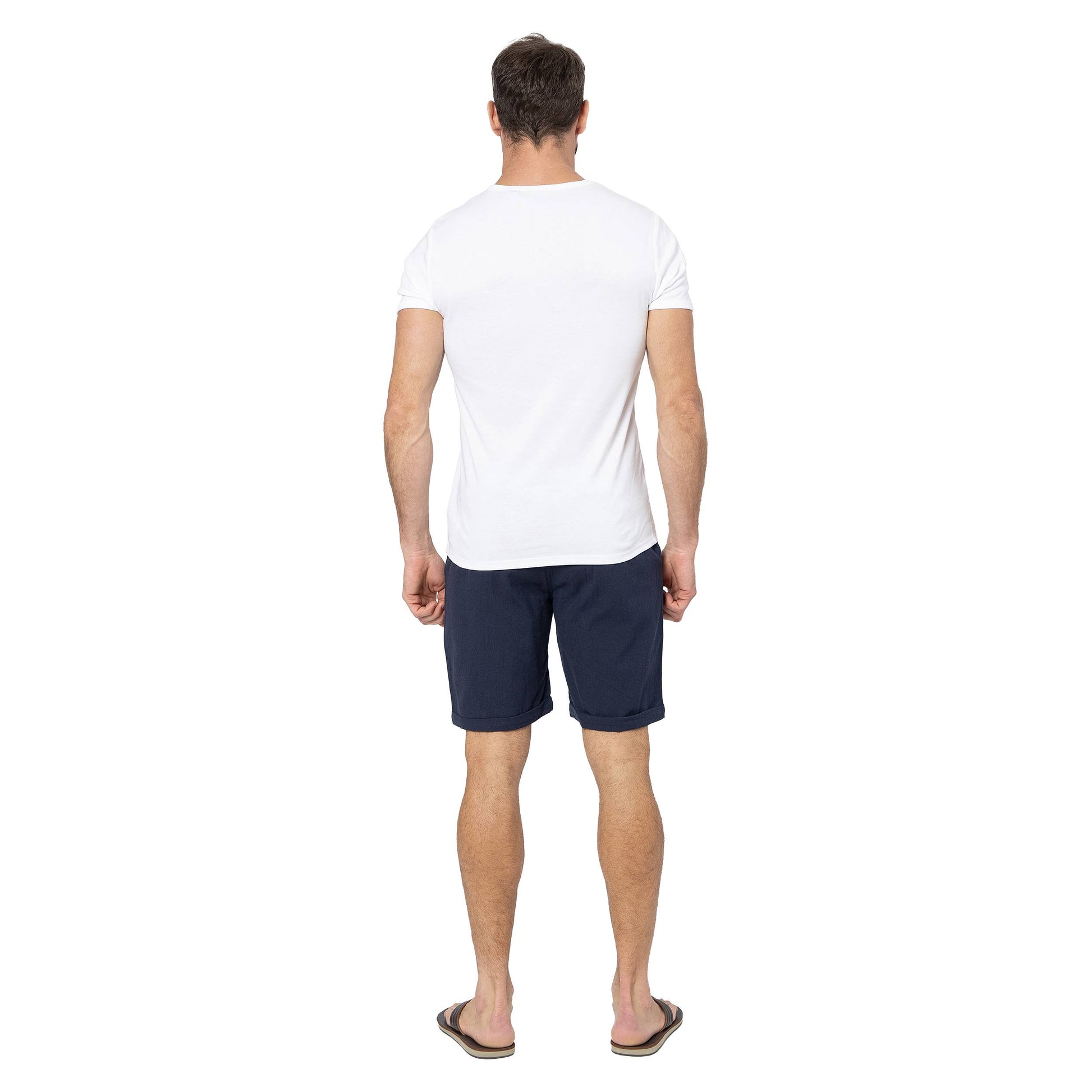 Shorts estivi da uomo in lino blu navy