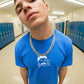 T-shirt blu elettrico con stampa scimmie