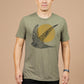 T-shirt uomo leggera con stampa rondine oliva