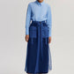 Gonna midi in organza con tasche e cintura