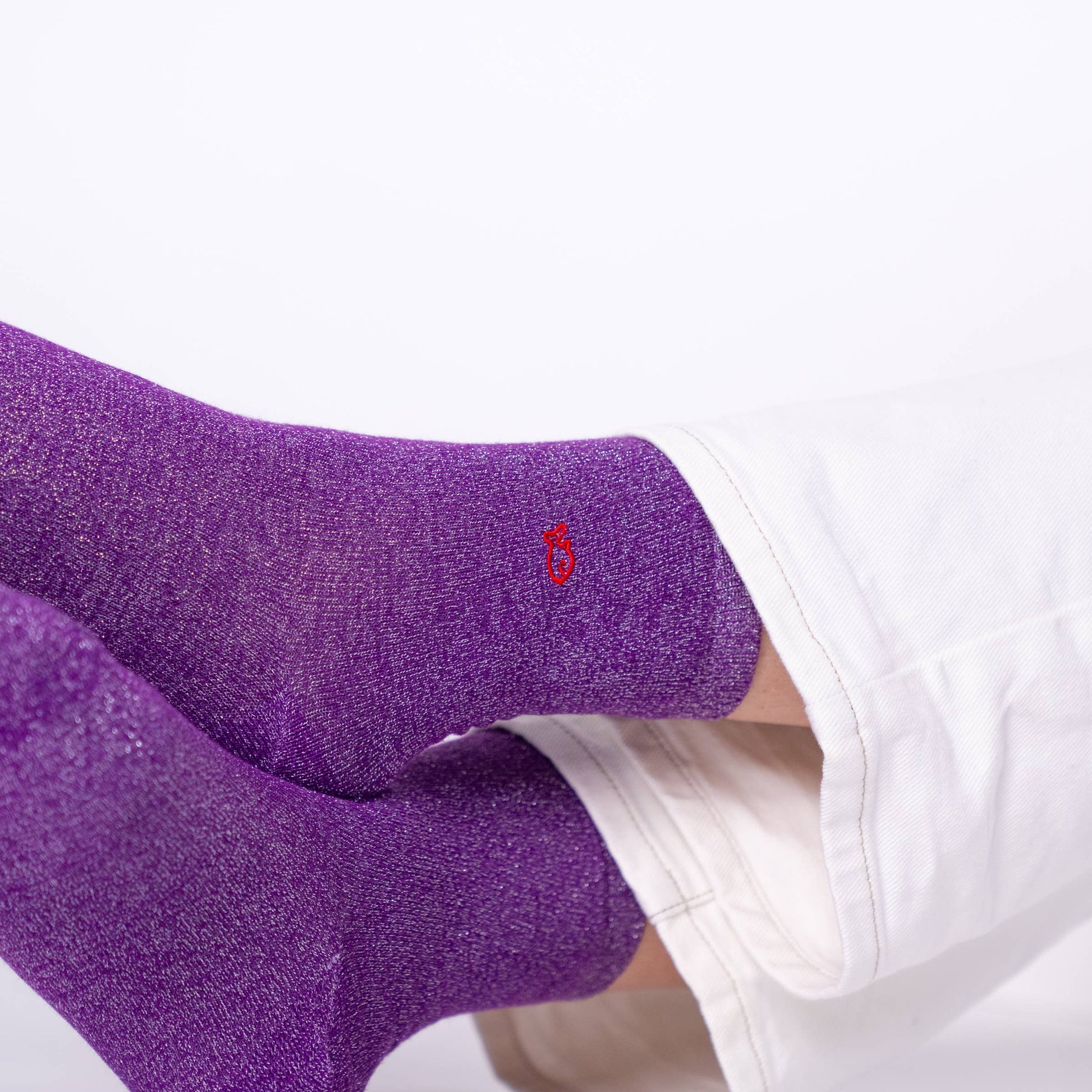Calzini glitter viola in cotone pettinato