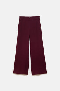 Pantaloni palazzo a gamba larga con zip laterale