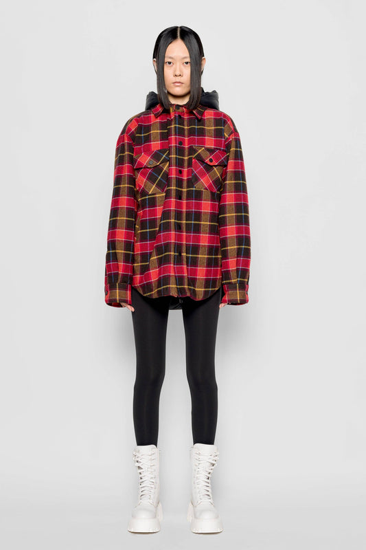 Giacca con cappuccio a quadri tartan Mita