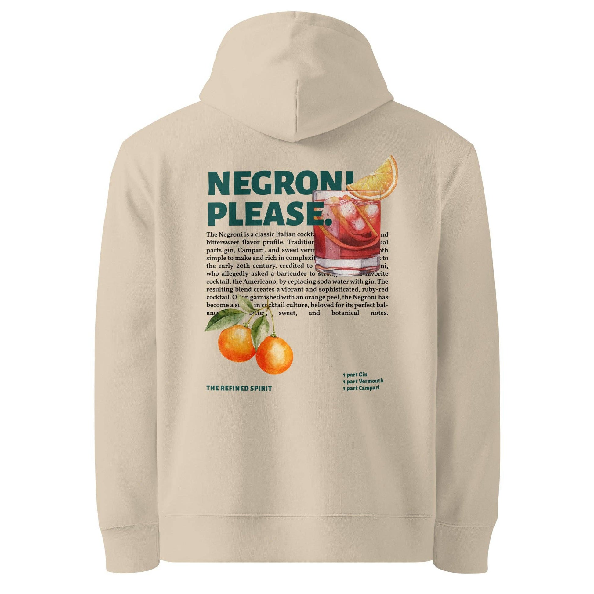 Felpa con cappuccio biologica "Negroni Please"
