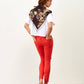 Pantaloni skinny jacquard in cotone stretch