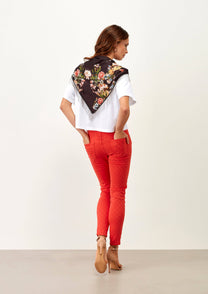 Pantaloni skinny jacquard in cotone stretch