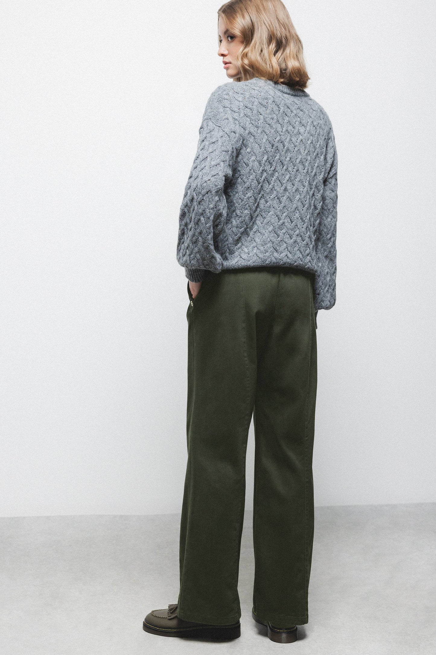 Pantaloni palazzo in cotone verde