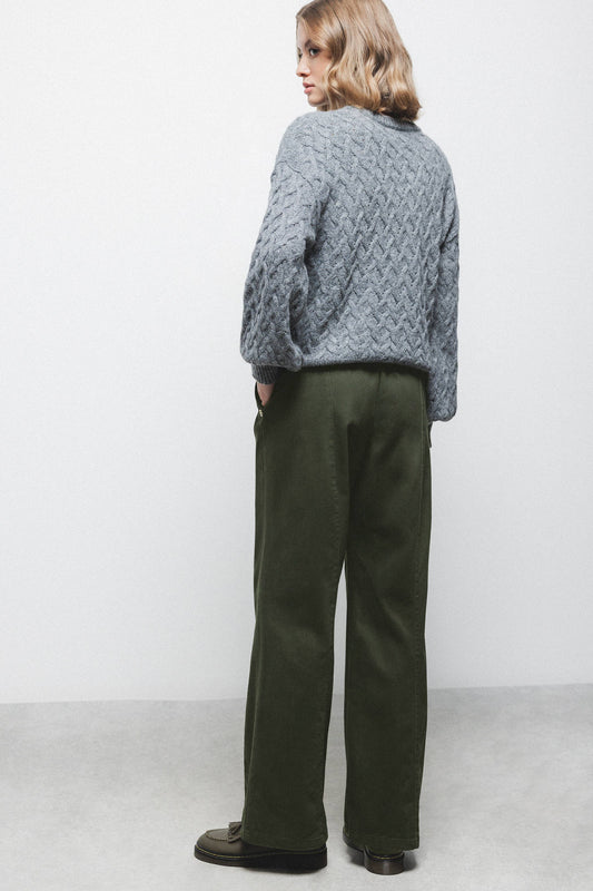 Pantaloni palazzo in cotone verde