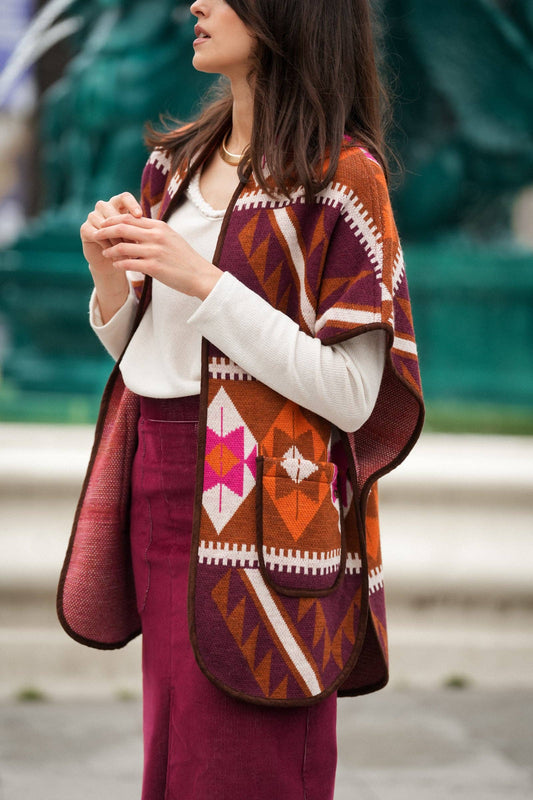 Mantella jacquard etnica oversize