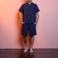 Camicia button-down in lino e cotone a maniche corte